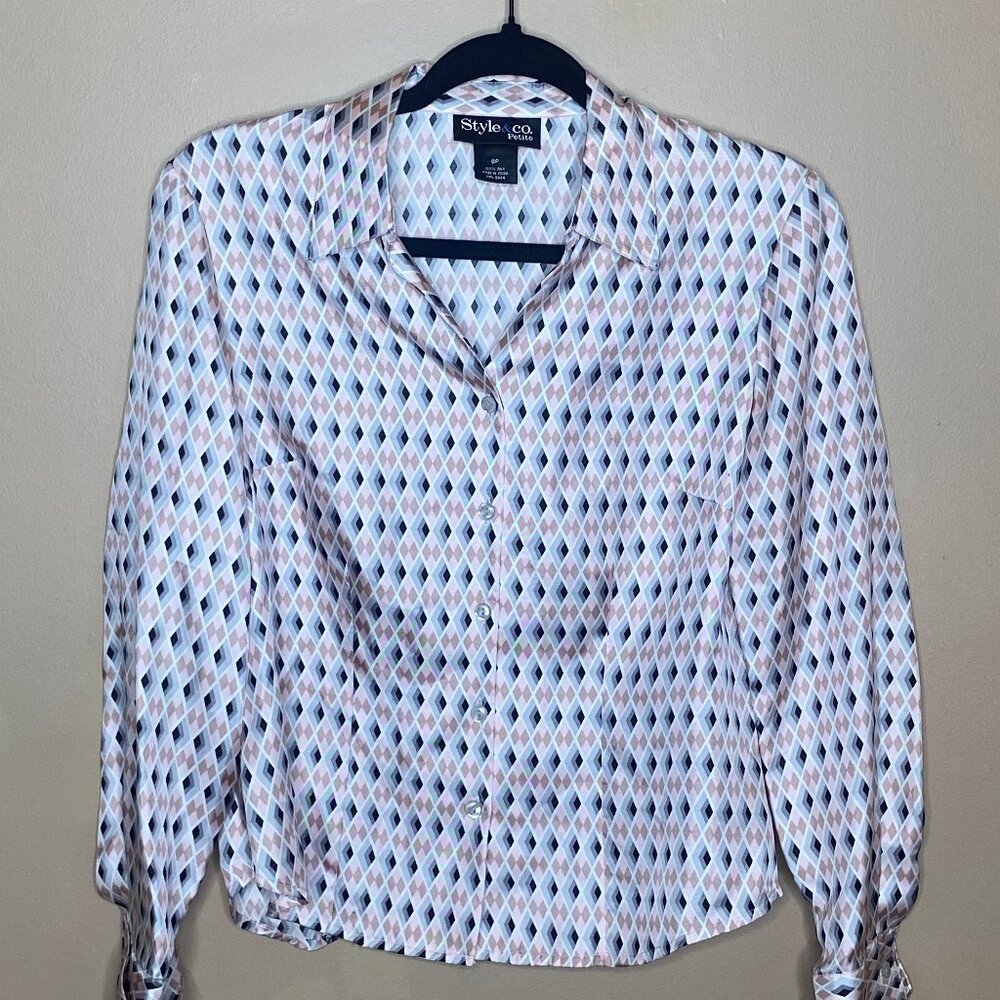 100% Silk Classy Button Down Blouse - image 1